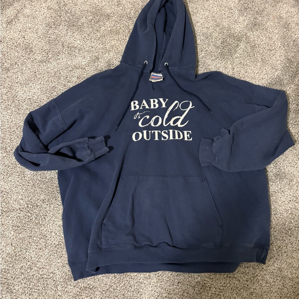 Navy “Baby It’s Cold Outside” Christmas Sweater Hoodie